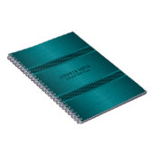 Carnet Aspect métallique Turquoise-vert brossé en alumini (Côté Droit)
