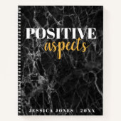 Carnet Aspects positifs Nom chic Marbre noir Gratitude (Devant)