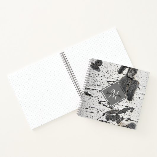 Carnet Aspen rustique écorce Texture Monogramme Nom perso (Intérieur)