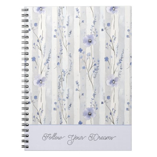 Carnet Assez Chic Fleurs Lavande Rayures (Devant)