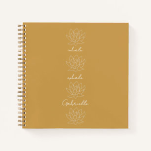 Carnet Assez Or Jaune & Fleur de Lotus Blanche Yoga 