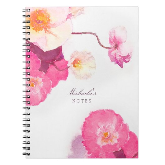 Carnet assez rose de nom d'aquarelle de pavots (Devant)