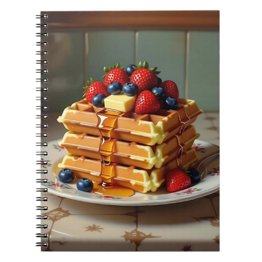 Carnet Assiette Antique de Gaufres aux Fraises (Devant)