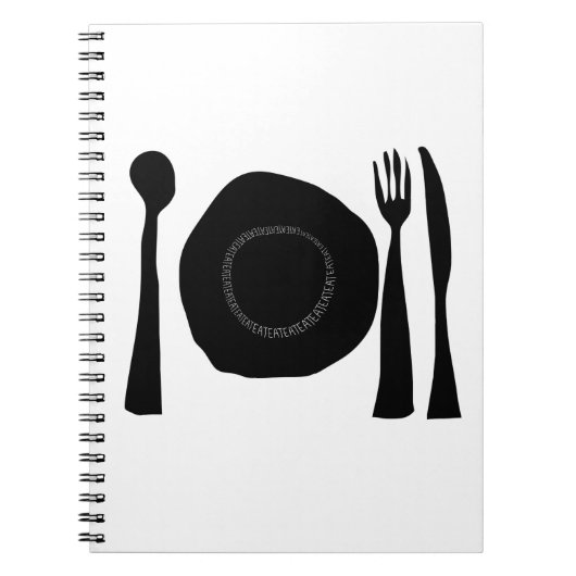 Carnet Assiette et couverts noir et blanc (Devant)