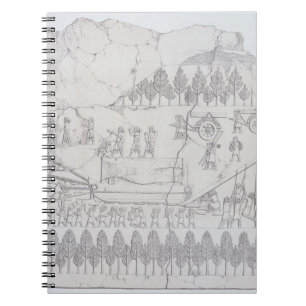 Carnet Assyriens déplaçant un Taureau à ailes sur un