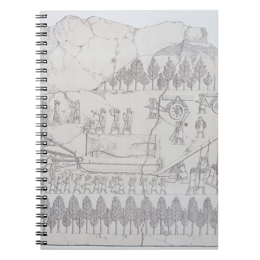 Carnet Assyriens déplaçant un Taureau à ailes sur un (Devant)