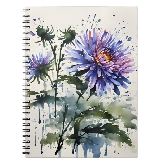 Carnet Aster - Fleurs à l'aquarelle (Devant)