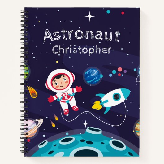 Carnet Astronaut child on the moon, monogrammed name (Devant)