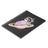 Carnet Astronaut de chat spatial avec planète Saturne (Côté gauche)