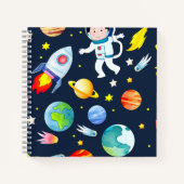 Carnet Astronaut in Space Planets and Rockets Pattern (Devant)