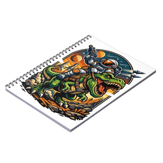 Carnet Astronaut Riding a T-Rex – Epic Space Dinosaur (Côté gauche)