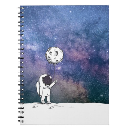 Carnet Astronaute dans l'espace avec ballon lune cosmos é (Devant)
