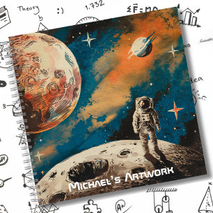 Carnet Astronaute dans l'espace, croquis coloré d'astrono