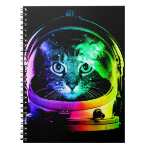 Carnet astronaute de chat coloré