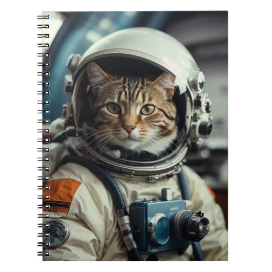 Carnet Astronaute de chat gris dans l'espace (Devant)