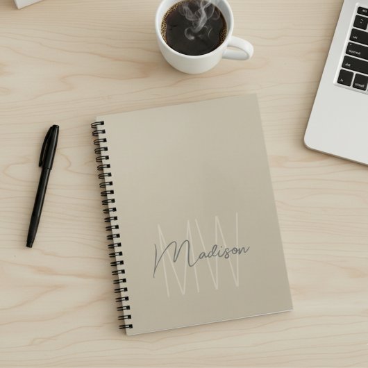 Carnet Atelier Monogramme Minimaliste Beige