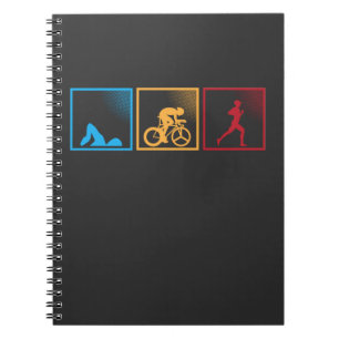Carnet Athlète de course à vélo de Triathlon rétro