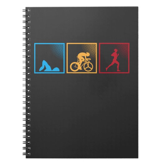 Carnet Athlète de course à vélo de Triathlon rétro (Devant)