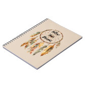 Carnet Attrape-rêves Boho Plumes Crème (Côté gauche)