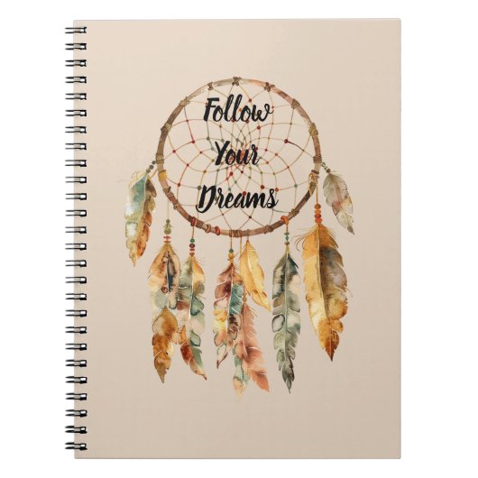 Carnet Attrape-rêves Boho Plumes Crème (Devant)