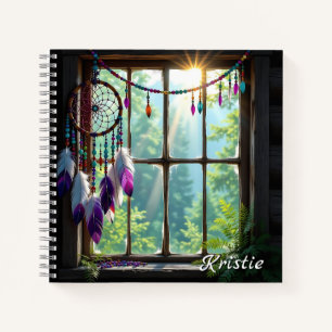 Carnet Attrape-rêves Violet Bohème dans la Fenêtre Perso