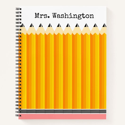 Carnet au crayon de l'enseignant avec nom (Devant)