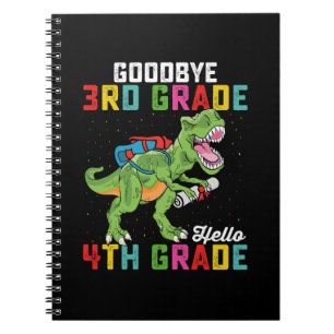 Carnet Au revoir 3e année Bonjour 4e année T Rex Dinosaur