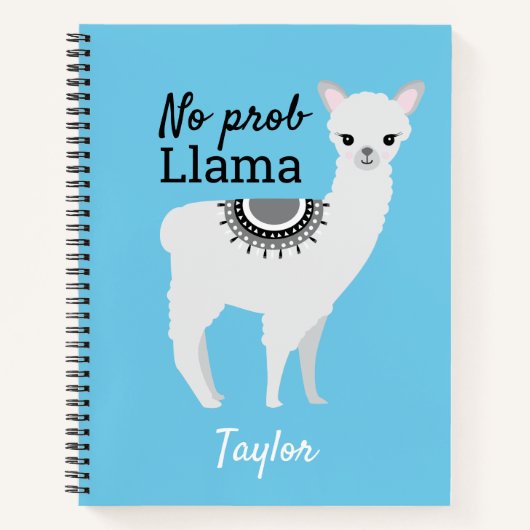 Carnet Aucun ProbLlama Personnalisé Cute Llama Blue (Devant)