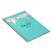 Carnet Audrey Teal Blanc Nœud Moderne Glam Mariage Bride (Côté Droit)
