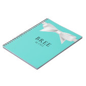 Carnet Audrey Teal Blanc Nœud Moderne Glam Mariage Bride (Côté gauche)