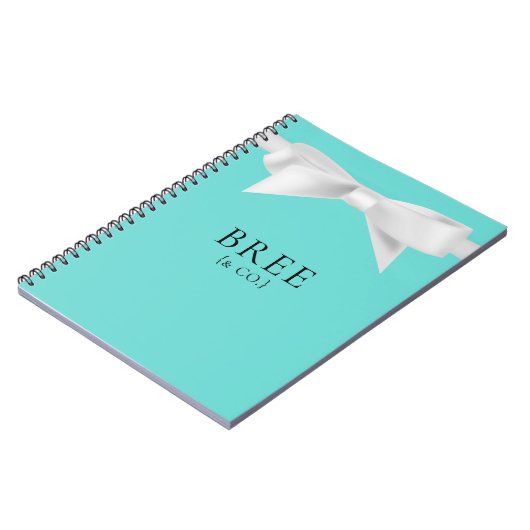 Carnet Audrey Turquoise Blanc Bow Moderne Glam Mariage (Côté gauche)