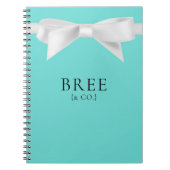 Carnet Audrey Turquoise Blanc Bow Moderne Glam Mariage (Devant)
