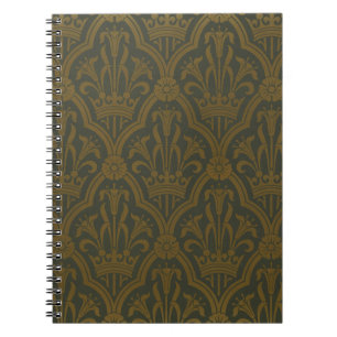 Carnet Audsley Or vintage lily couronne vert damas d'art