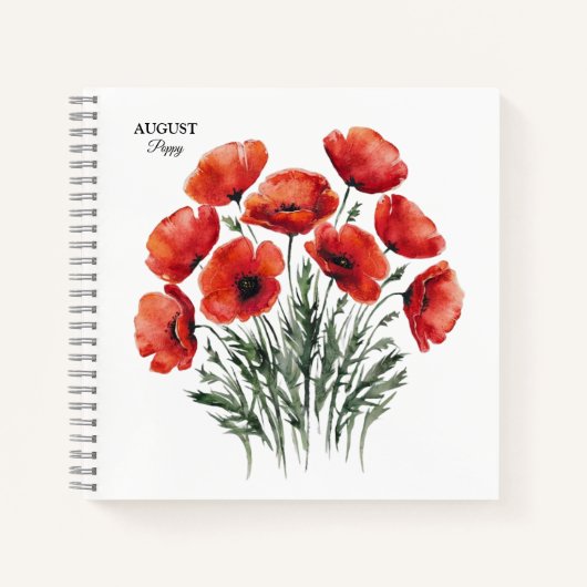 Carnet August Poppy Bloom - Cadeau d'anniversaire personn (Devant)