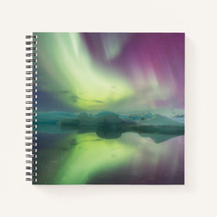 Carnet Aurora Lights in Lagoon Jokulsarlon, Iceland