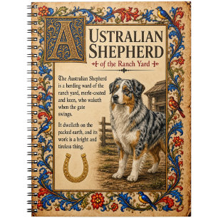Carnet Australian Shepherd, Art du Bestiaire Médiéval