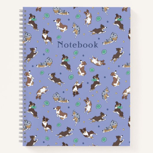 Carnet Australian Shepherd Jouer Fun Custom Spiral (Devant)