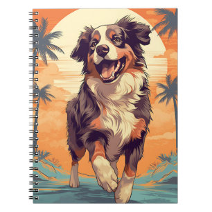Carnet Australian Shepherd sur une plage tropicale