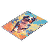 Carnet Australian Shepherd sur une plage tropicale (Côté gauche)
