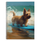 Carnet Australian Terrier Beach Surfing Paining (Devant)