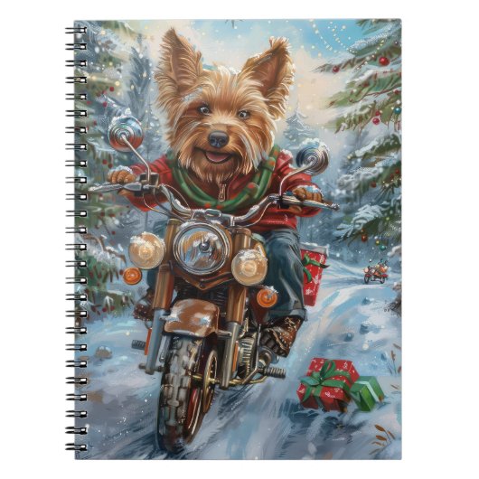 Carnet Australie Terrier équitation moto Noël (Devant)