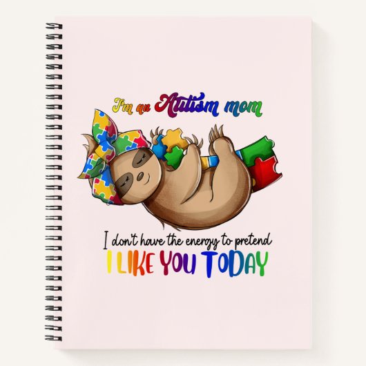 Carnet Autism Mom - Sloth (Devant)