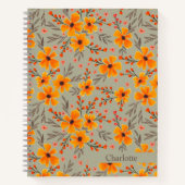 Carnet Automne Automne Floral Motif Sage Vert (Devant)