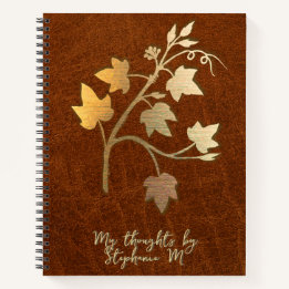 Carnet Automne - Cuir - couleurs d'automne et branche de