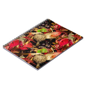 Carnet Automne Feuilles automnales, châtaignes, champigno
