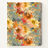 Carnet Automne fleuri automne personnalisé Sage vert Rece (Dos)