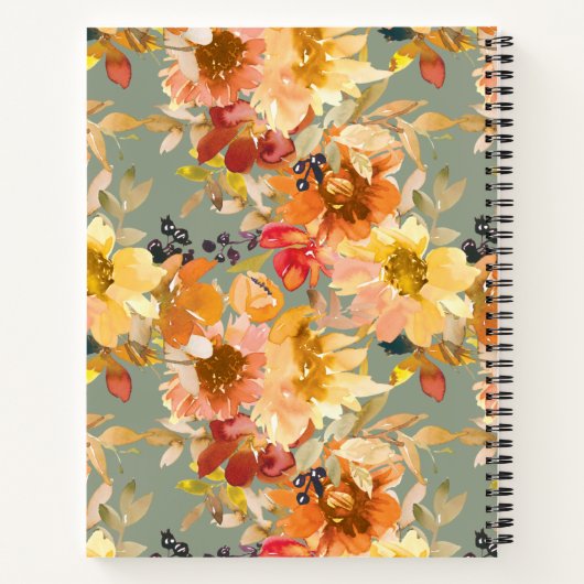 Carnet Automne fleuri automne personnalisé Sage vert Rece (Dos)