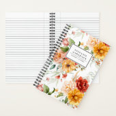 Carnet Automne Fleurs d'aquarelle et Motif de verdure (À l'intérieur)
