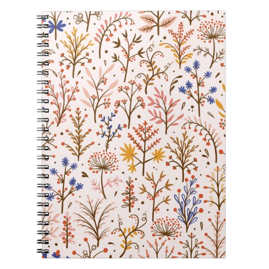 Carnet Automne Floral Motif sans couture. Doodle Plante,  (Devant)