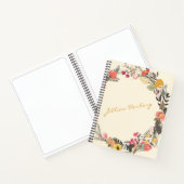 Carnet Automne Floral Wreath Jaune Vert avec nom (Intérieur)